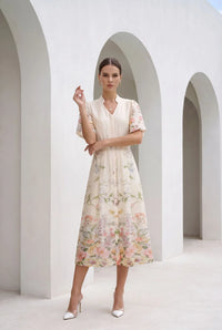Louetta Dress Beige Print