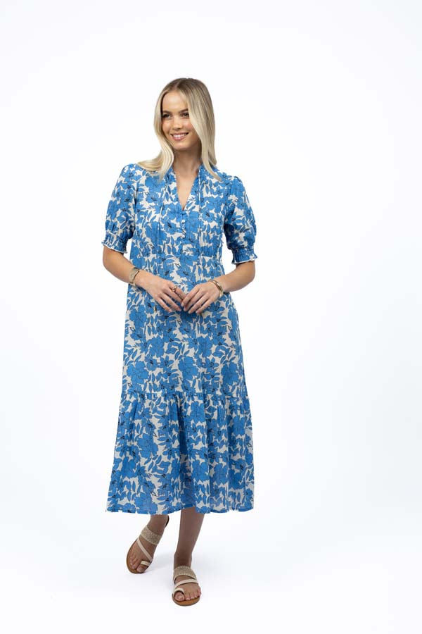 Fleur Midi Dress Blue Stone
