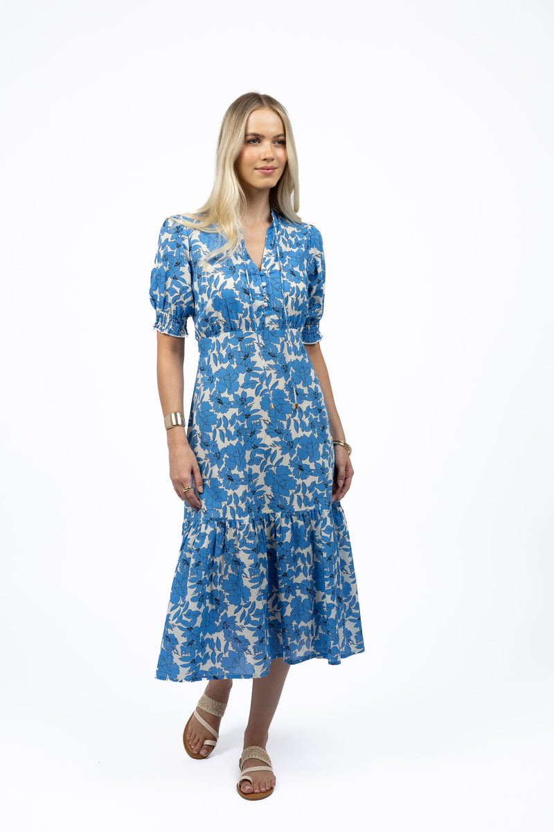 Fleur Midi Dress Blue Stone