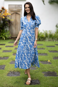 Fleur Midi Dress Blue Stone