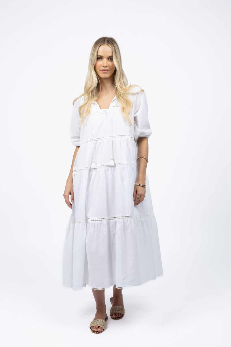 Louisa Tier Dress White