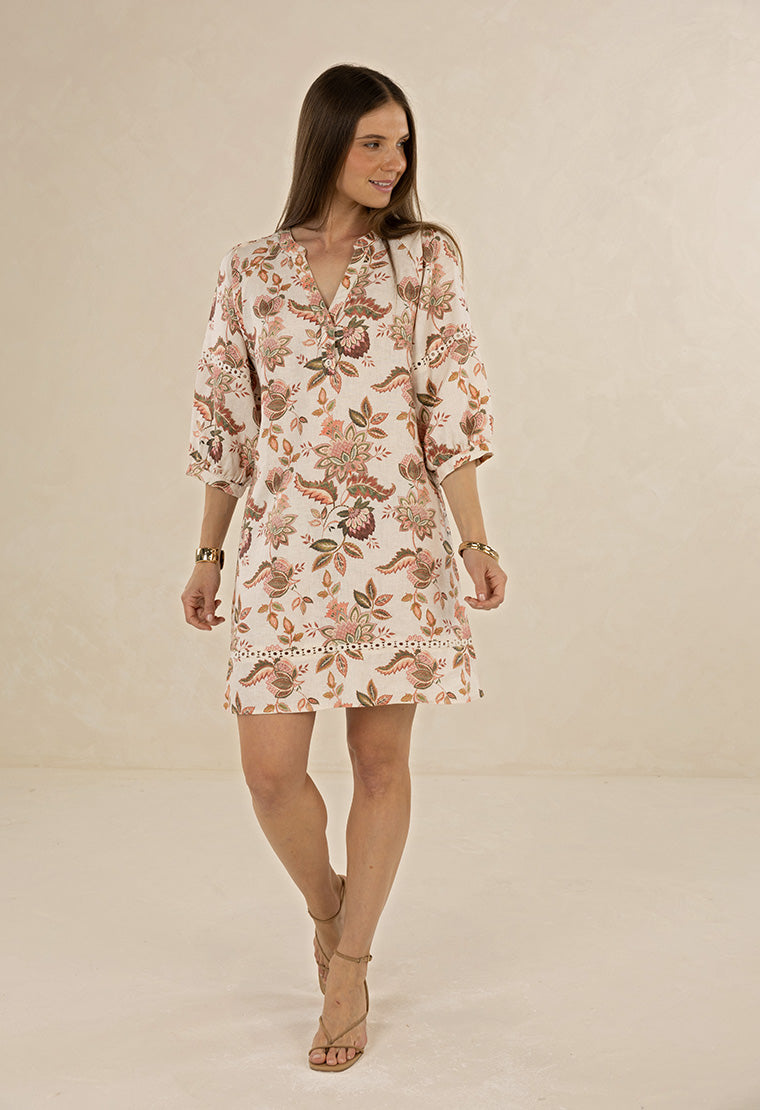 Bohemian Shift Dress Rose