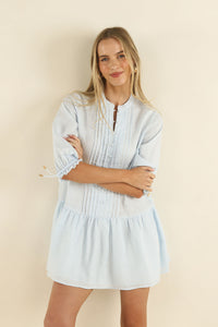 Hazel Smock Dress Ice Blue