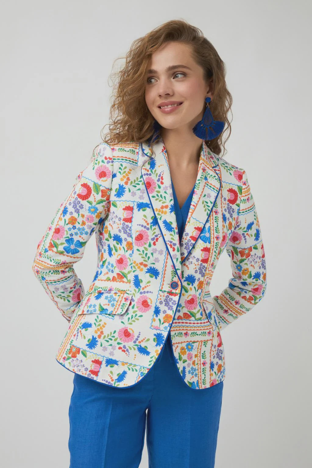Hermina Off White Floral Jacket