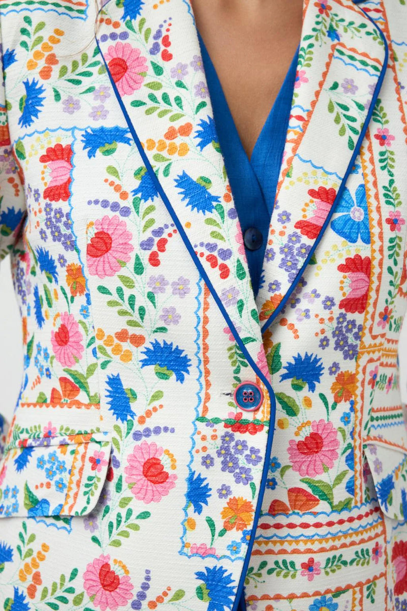 Hermina Off White Floral Jacket