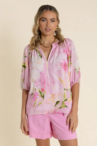 Pink Orchid Print Top