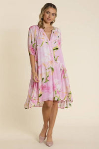 Pink Orchid Print Dress