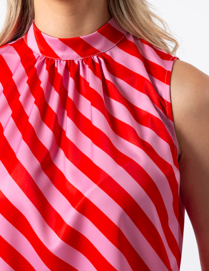 Jenna Top Pink Red Stripe