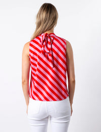 Jenna Top Pink Red Stripe