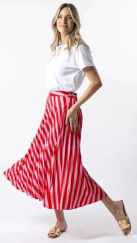 Bridgette Skirt Pink Red Stripe