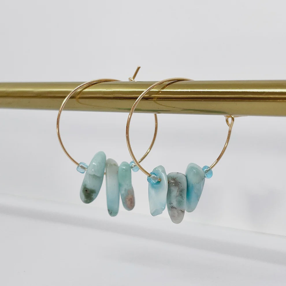 Larimar Hoop Earrings Gold