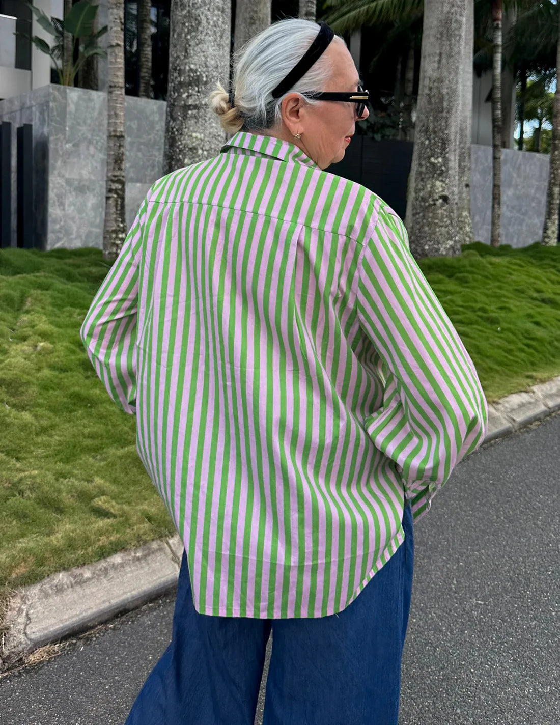 Green/Pink Stripe Shirt OS