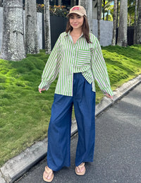 Green/Pink Stripe Shirt OS