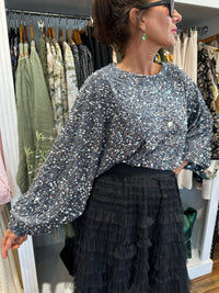 Sequin Top Grey One Size
