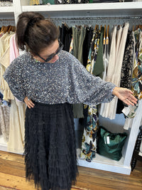 Sequin Top Grey One Size