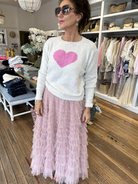 Heart Jumper Cream Pink O/S