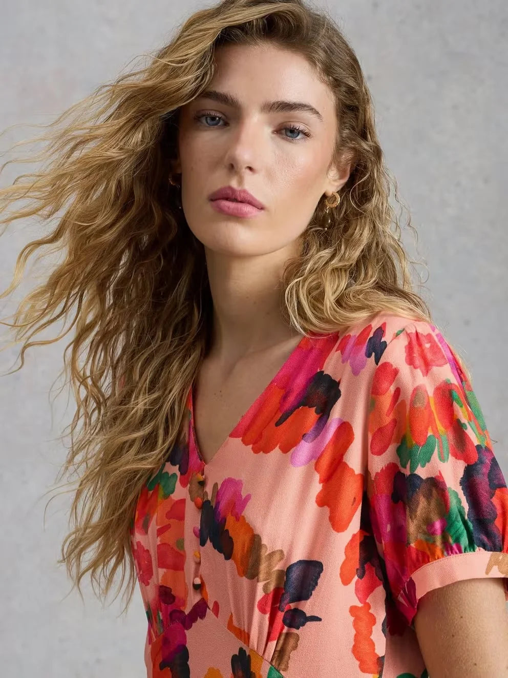 Hope Bias Cut Dress Pink Print