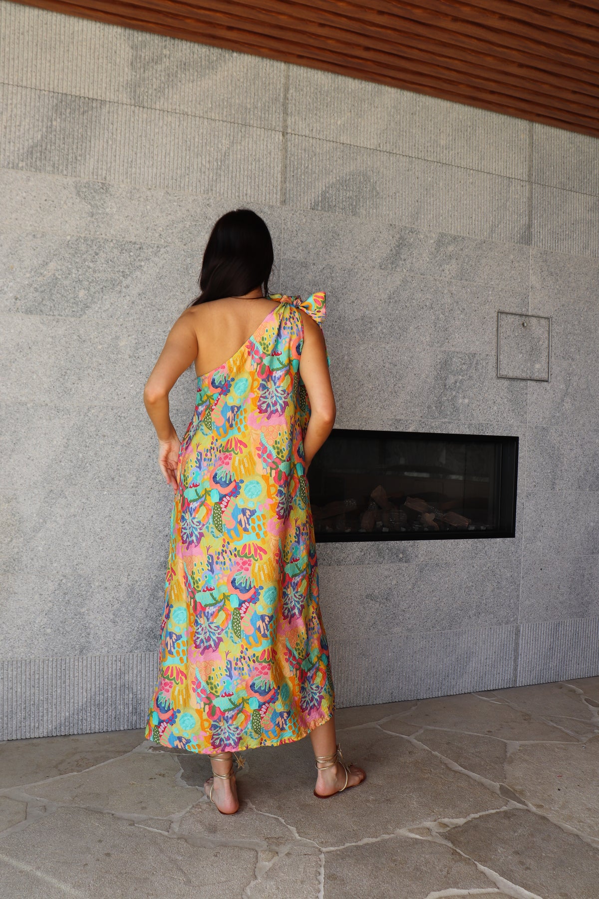 Gia One Shoulder Dress Bright Garden
