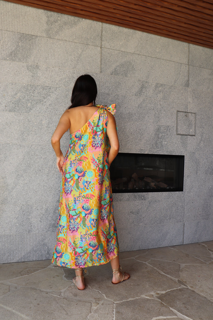 Gia One Shoulder Dress Bright Garden