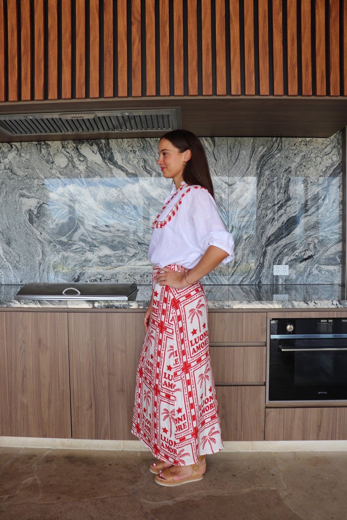 Mila Shirt Red White Trim