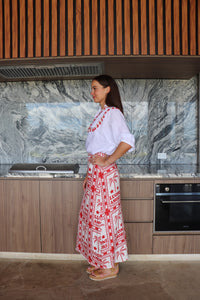 Mila Shirt Red White Trim