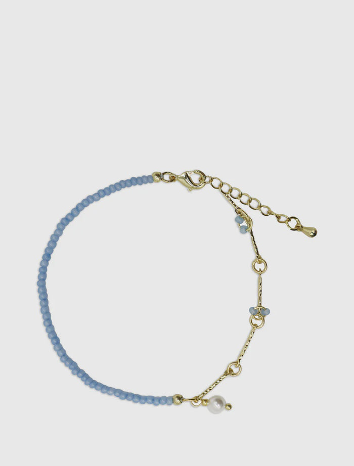 Blue Stone Pearl Gold Bracelet