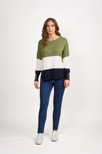 Tri Stripe Jumper Sage