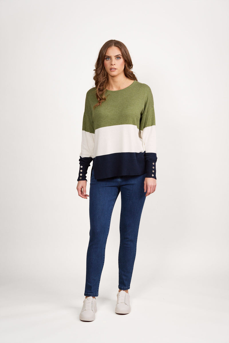 Tri Stripe Jumper Sage