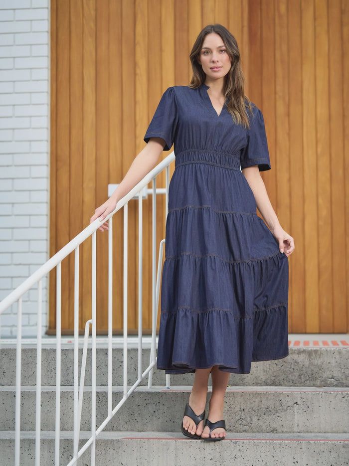 Denim Tier Detail Dress