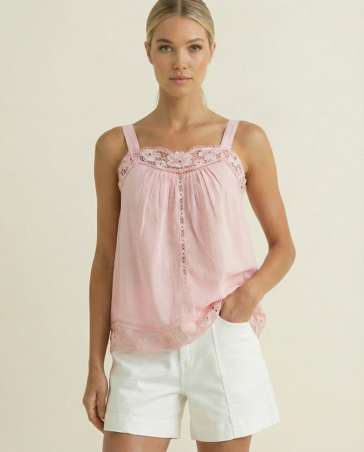 Lido Lace Top Pink