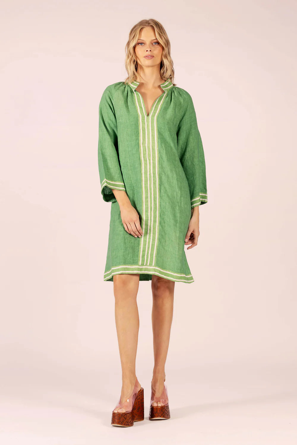 Allegra Midi Linen Dress Green