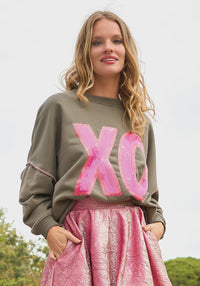 Olive Neon Pink Sweater