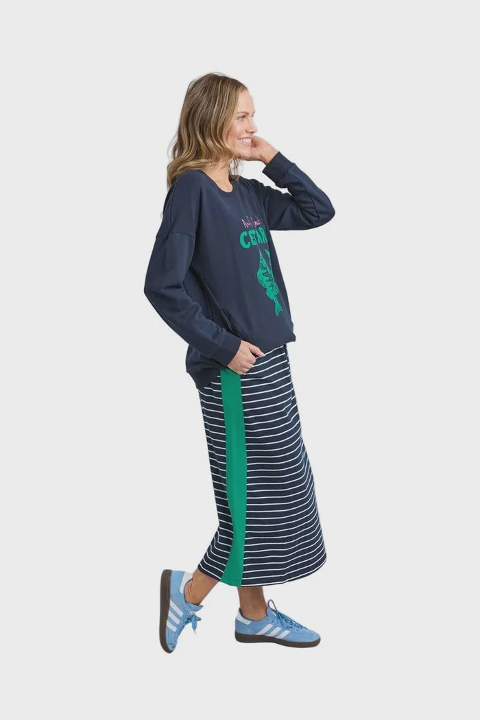 Sloane Skirt Stripe Navy