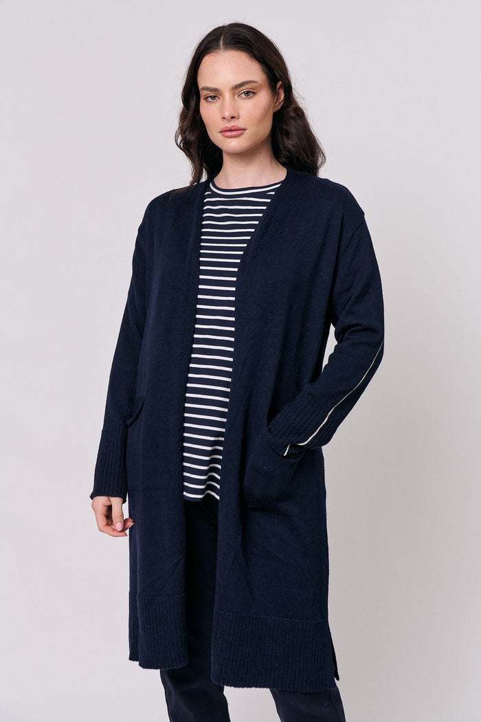 Navy Pipe Cardi