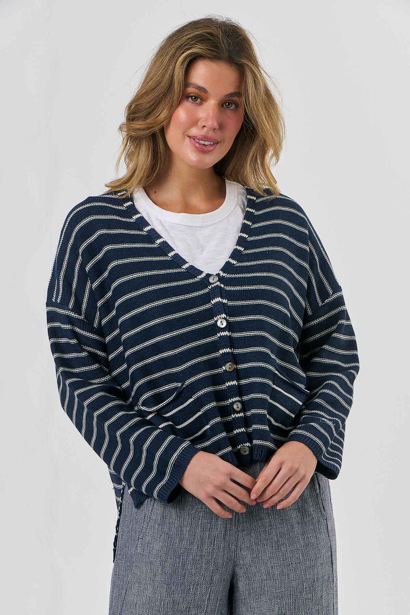 Cardi Blue White Stripe