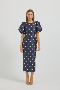 Dottie Sleeve Midi Navy/Cream