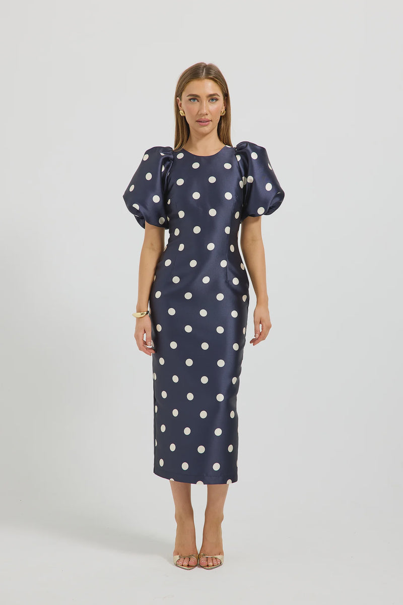 Dottie Sleeve Midi Navy/Cream