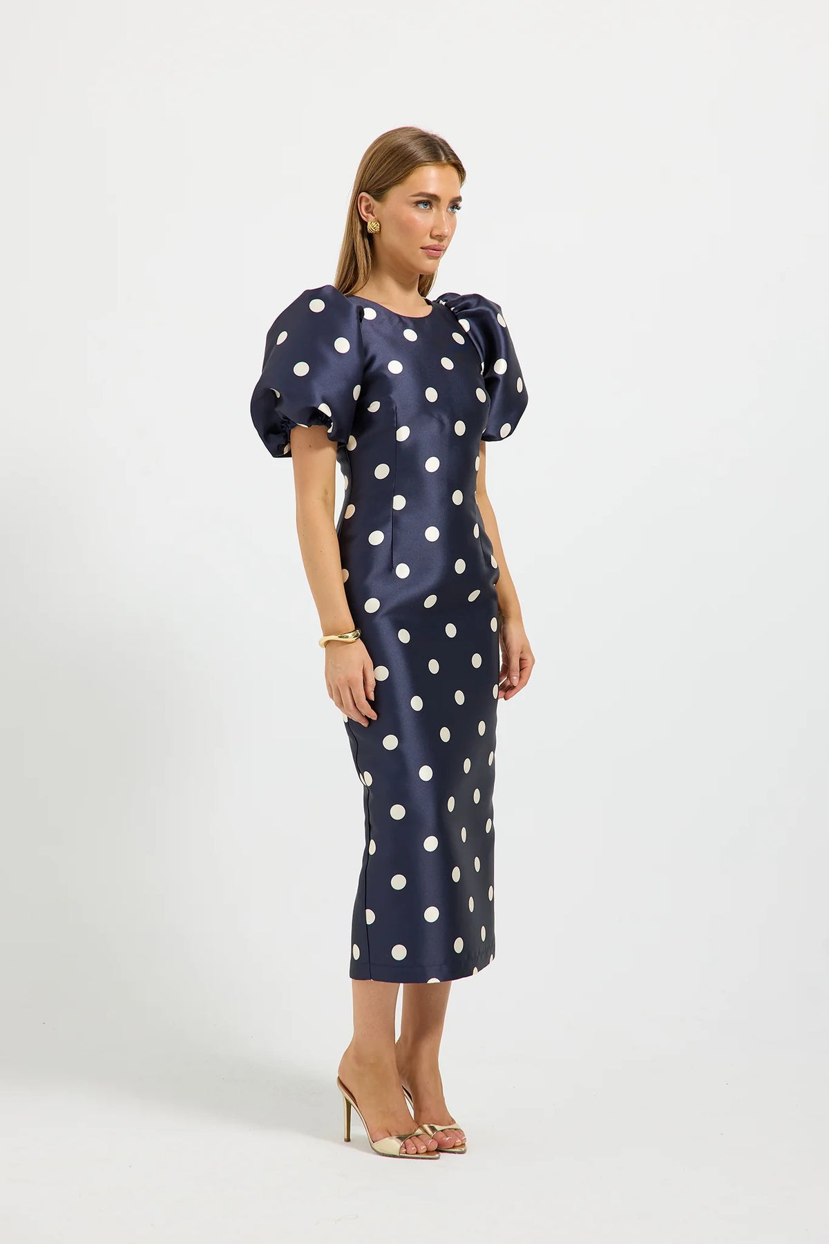 Dottie Sleeve Midi Navy/Cream