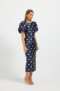Dottie Sleeve Midi Navy/Cream