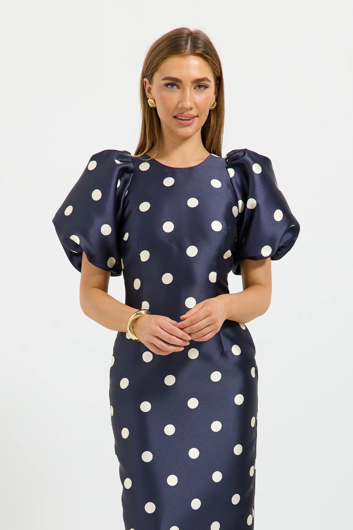 Dottie Sleeve Midi Navy/Cream