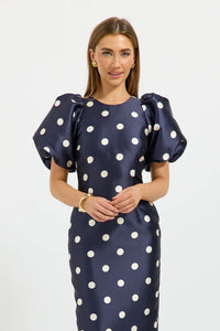 Dottie Sleeve Midi Navy/Cream