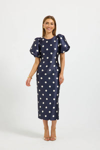Dottie Sleeve Midi Navy/Cream