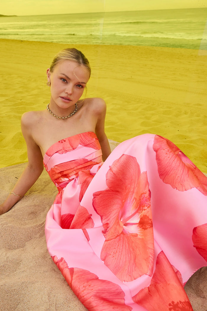 Kalani Strapless Midi Raspberry