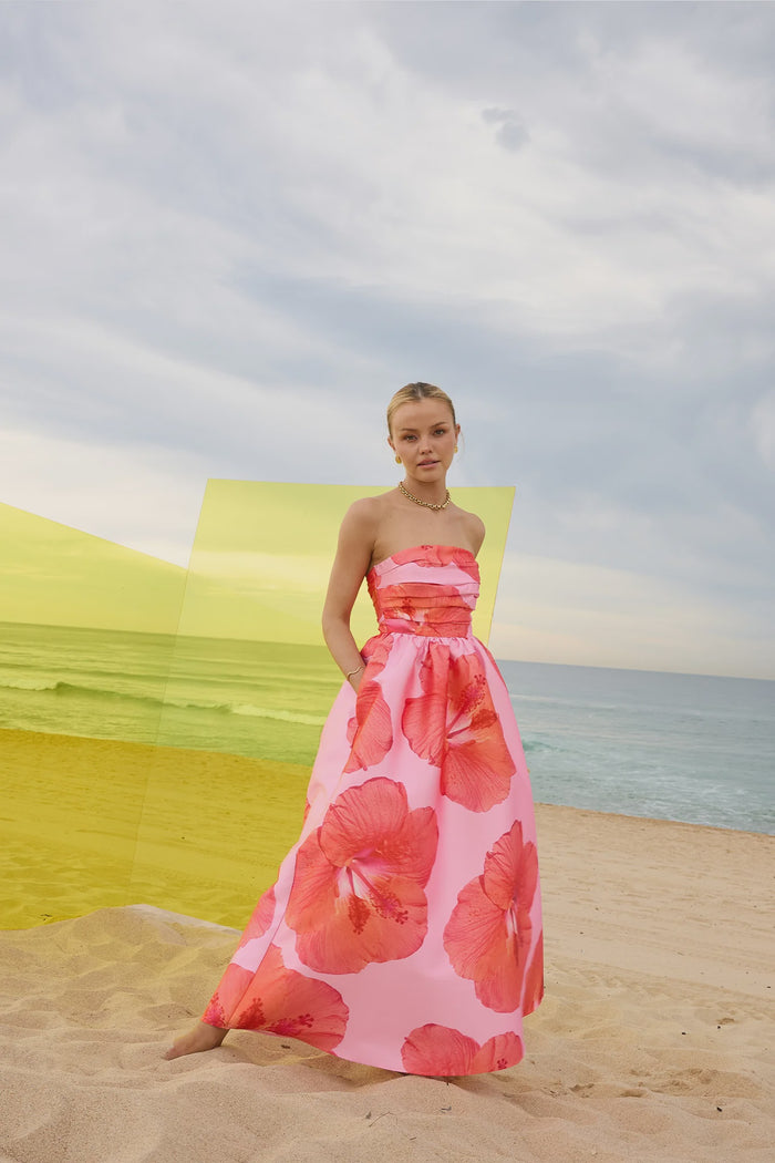 Kalani Strapless Midi Raspberry