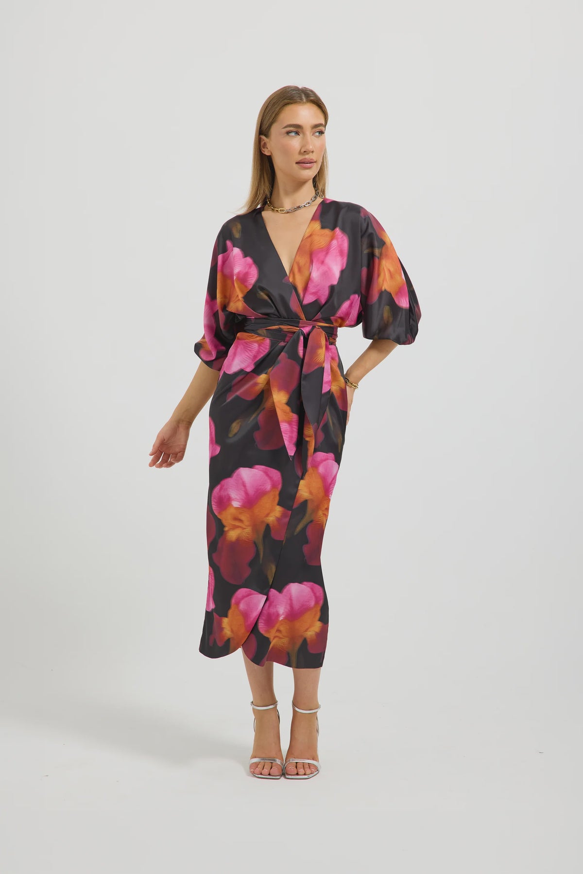 Iris Wrap Midi Spiced Floral Dress