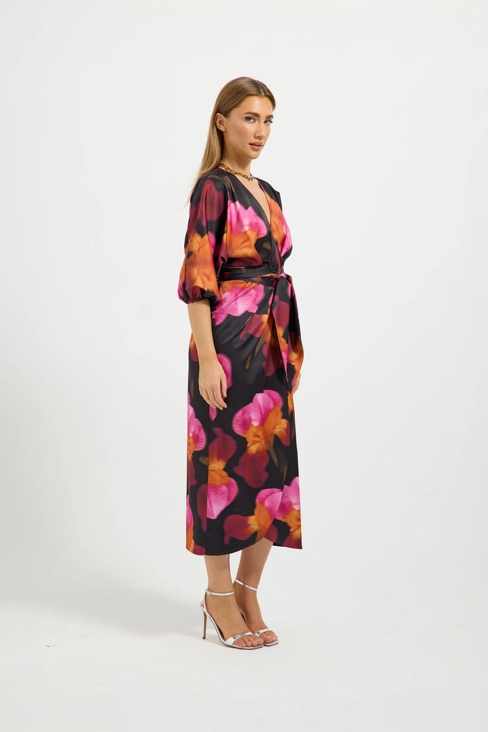 Iris Wrap Midi Spiced Floral Dress