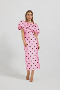 Dotti Asymmetic Multi Dress Pink Cherry