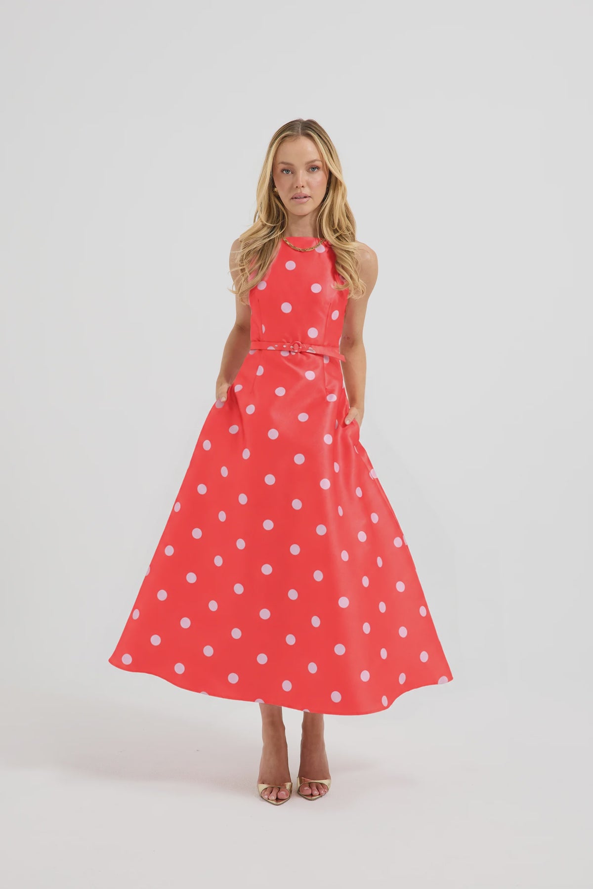 Dotti Flared Midi Dress Cayenne Pink