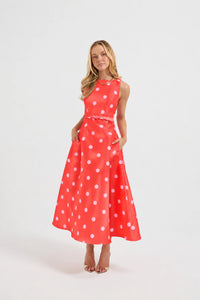 Dotti Flared Midi Dress Cayenne Pink