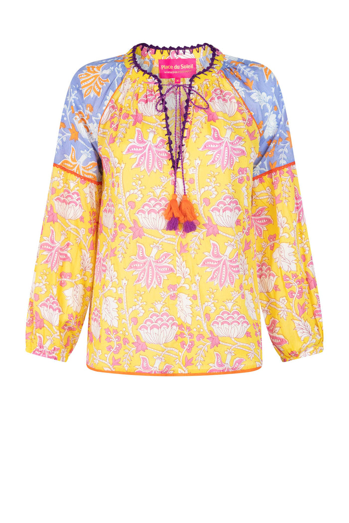 Yellow Lila Print Top